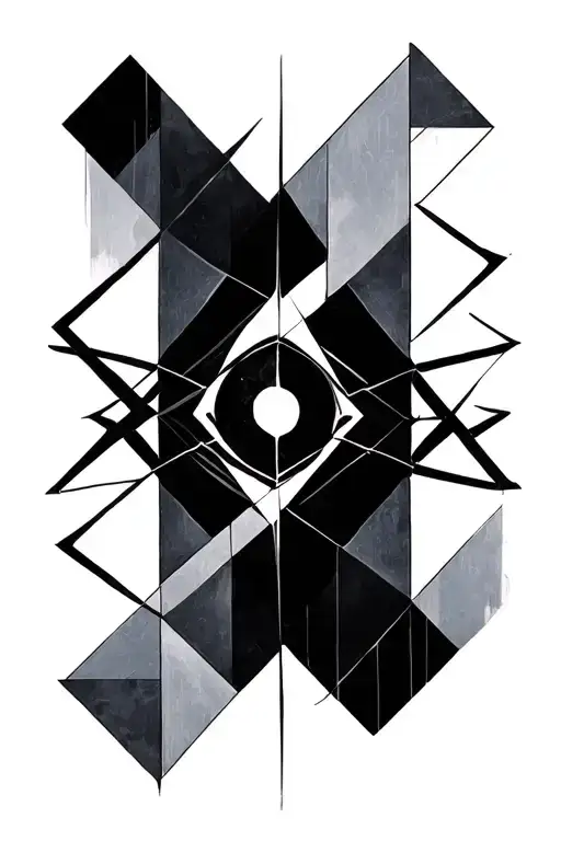 web of wyrd with geometric shapes tattoo design idea