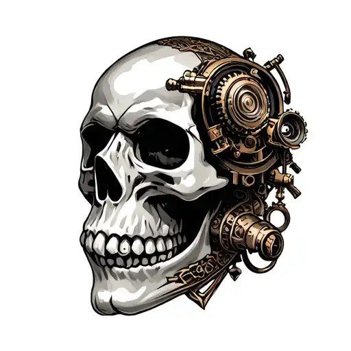 Steampunk Skull tattoo design idea