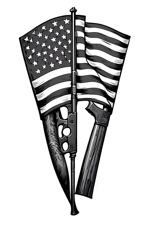 shall not be infringed , American flag, Rifle merged tattoo design idea