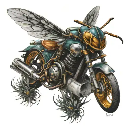 bike hornet tattoo design idea