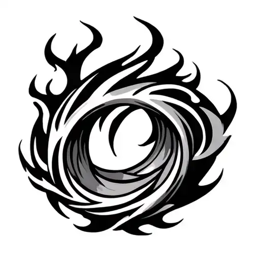 Elden ring, Frenzied Flame Tribal Black line tattoo design idea