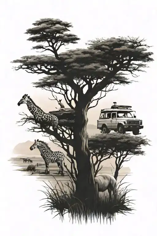 safari scene tattoo design idea
