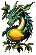 dragon in a lemon tree intertwined tattoo design idea