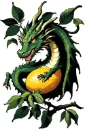 dragon in a lemon tree intertwined tattoo design idea