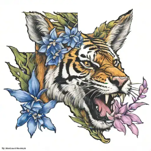 Texas with blue bonnets incorporated, eagle, tiger, shark tattoo design idea