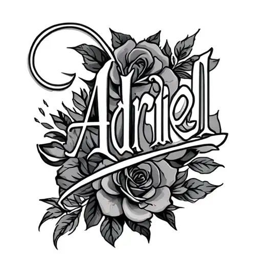 name Adriel in cursive writing tattoo design idea