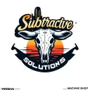 "Subtractive Solutions" "Subtractive Solutions" Logo for a machine shop based in Arizona using the outline of the state line, a cow skull cactus. tattoo design idea