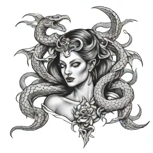lilith tattoo with snakes tattoo design idea