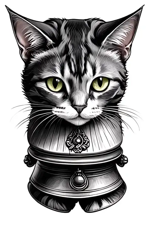 cat bell tattoo design idea