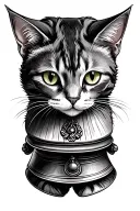 cat bell tattoo design idea