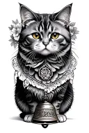 cat bell tattoo design idea