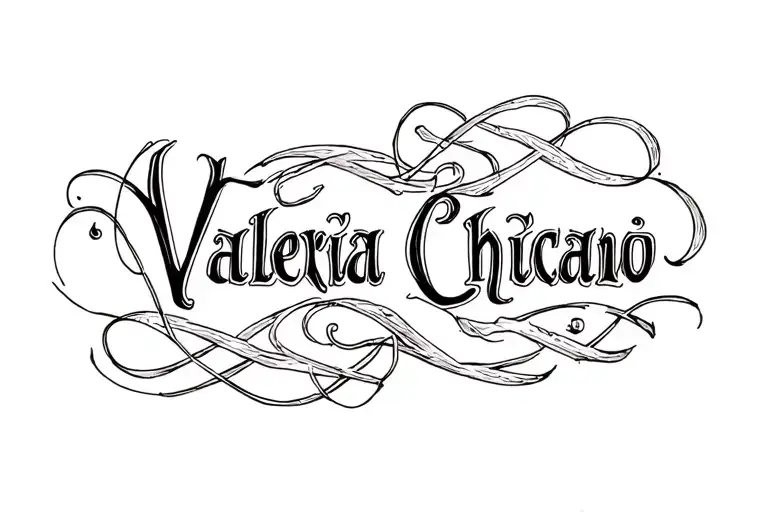 name Valeria Chicano font tattoo design idea