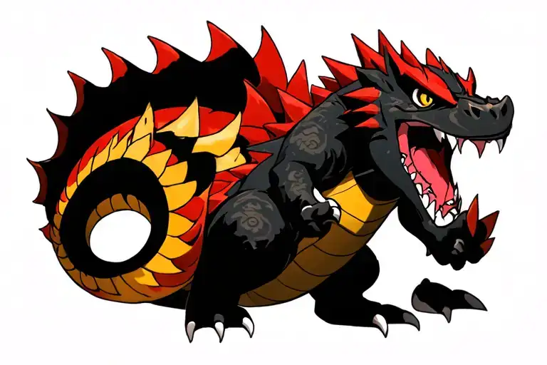 godzilla bowser charizard japanese style tattoo design idea