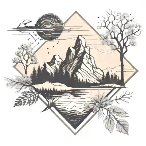 A geometric pattern inspired by the topography of a beloved national park, symbolizing the wanderer's connection to nature tattoo design idea