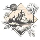 A geometric pattern inspired by the topography of a beloved national park, symbolizing the wanderer's connection to nature tattoo design idea