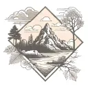 A geometric pattern inspired by the topography of a beloved national park, symbolizing the wanderer's connection to nature tattoo design idea