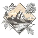 A geometric pattern inspired by the topography of a beloved national park, symbolizing the wanderer's connection to nature tattoo design idea