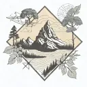 A geometric pattern inspired by the topography of a beloved national park, symbolizing the wanderer's connection to nature tattoo design idea