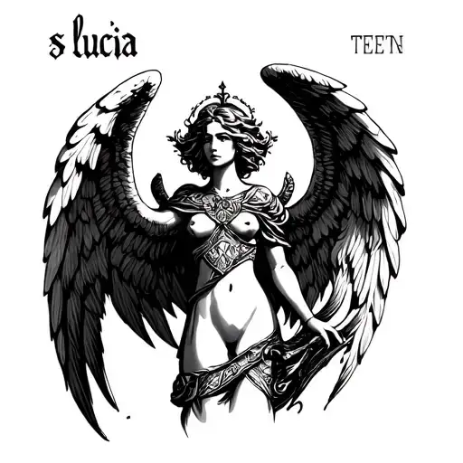 "s lucia" Warrior Angel tattoo design idea