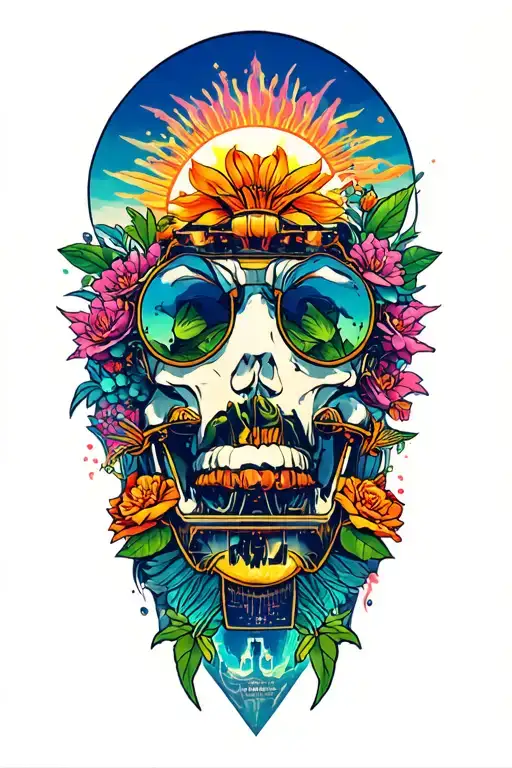 tomorrowland music festival stage tattoo design idea