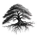 Willow tree with roots reaching deep tattoo design idea