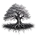 Willow tree with roots reaching deep tattoo design idea