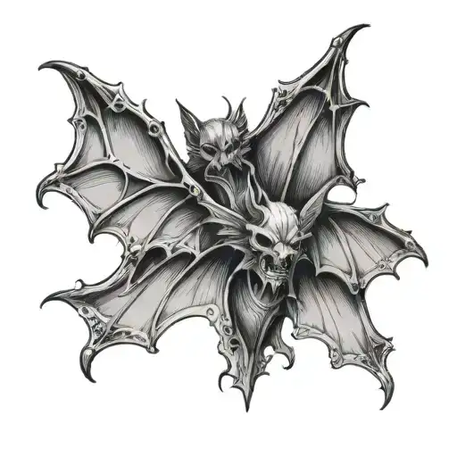 gothic bat wings open tattoo design idea