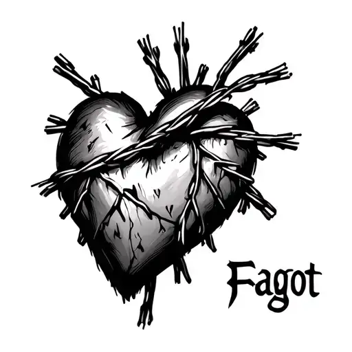 faggot heart barb wire tattoo design idea