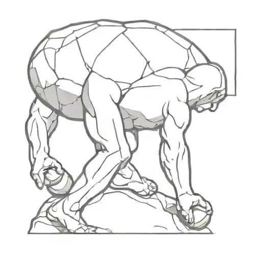 Sisyphus pushing a boulder tattoo design idea