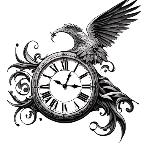 father time clock tattoo design idea