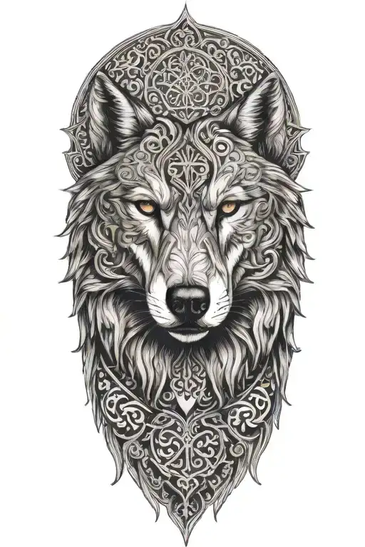 muslim quran strong powerful wolf tattoo design idea