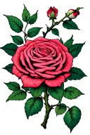 rose branch with brain adhd serotonin psilocybin lsd tattoo design idea