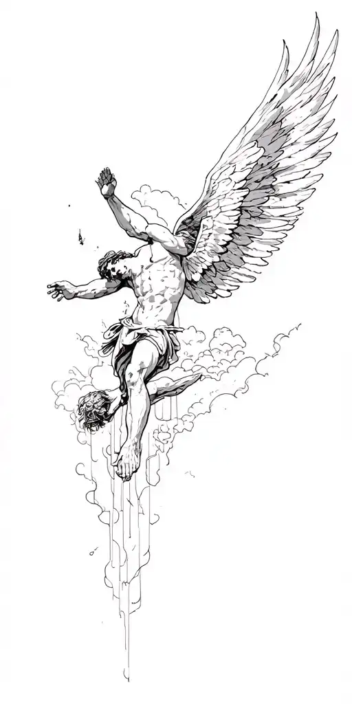 icarus falling from sky tattoo design idea