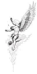 icarus falling from sky tattoo design idea