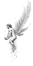 icarus falling from sky tattoo design idea