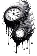 melting clock tattoo design idea