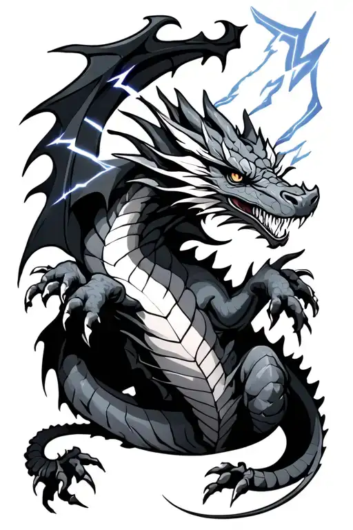 dragon wrapped with lightning bolts tattoo design idea