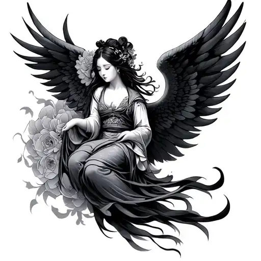 Japanese Angel tattoo design idea