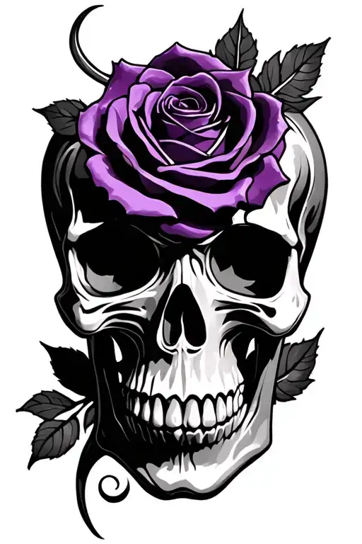 tribal skull w dark purple rose tattoo tattoo design idea