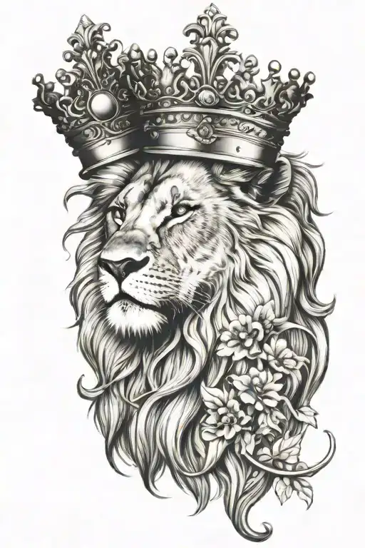 lion wearing a crown tattoo design idea