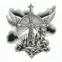 Castillo (Name) With crosses and a Sky view tattoo design idea