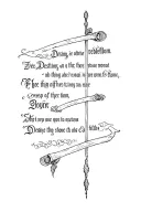 a black scroll of destiny, fate , and rebellion. A mysterious poem about those things is written tattoo design idea
