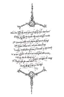 a black scroll of destiny, fate , and rebellion. A mysterious poem about those things is written tattoo design idea