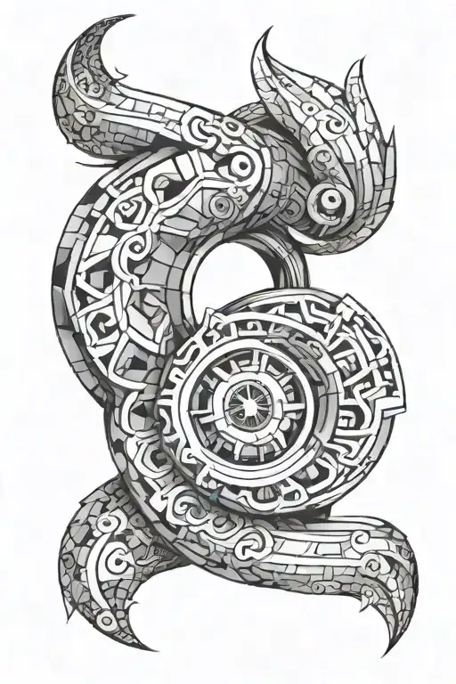 ring elbow spiraling polygons tattoo design idea