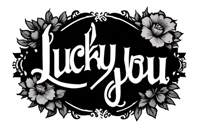 tramp stamp  with lucky you under tattoo design idea