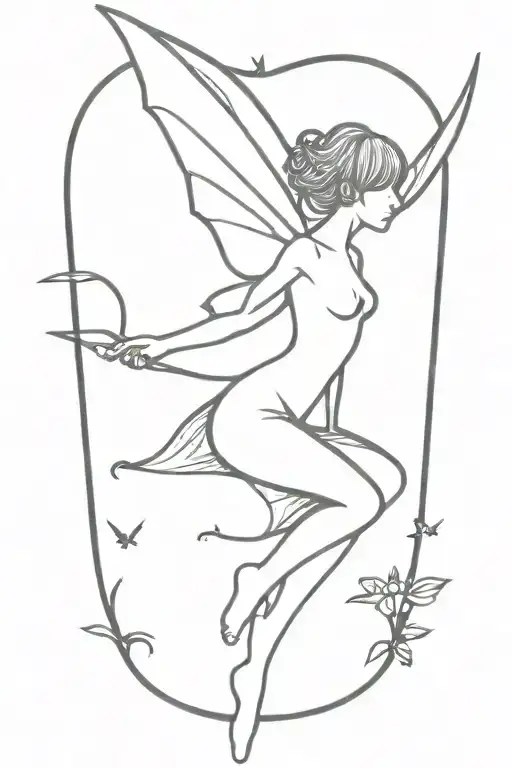 gothic fairy flying tattoo design idea