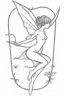 gothic fairy flying tattoo design idea