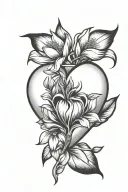 simple sacred heart with magnolia flower next to it tattoo design idea