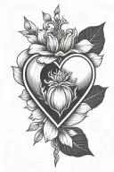 simple sacred heart with magnolia flower next to it tattoo design idea