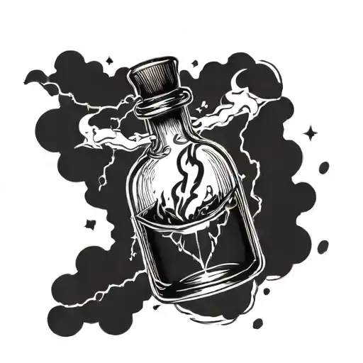 a potion bottle with lightning inside   tattoo design idea